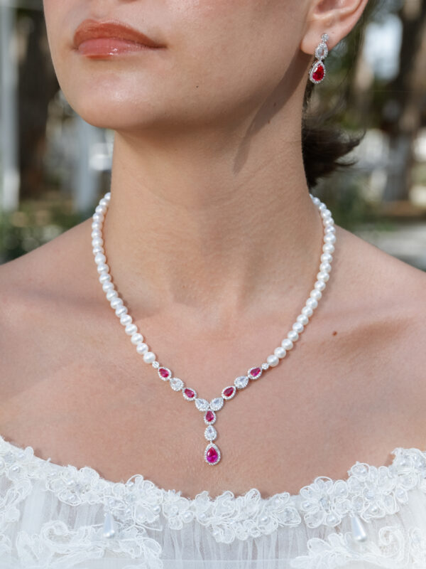 Gerçek Doğal İnci Set Kırmızı Yakut – ST052
