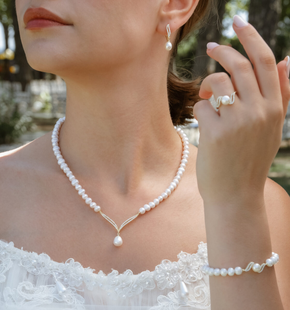 Gerçek Doğal İnci Set – ST083 14 Ayar Altın Renk - Görsel 2
