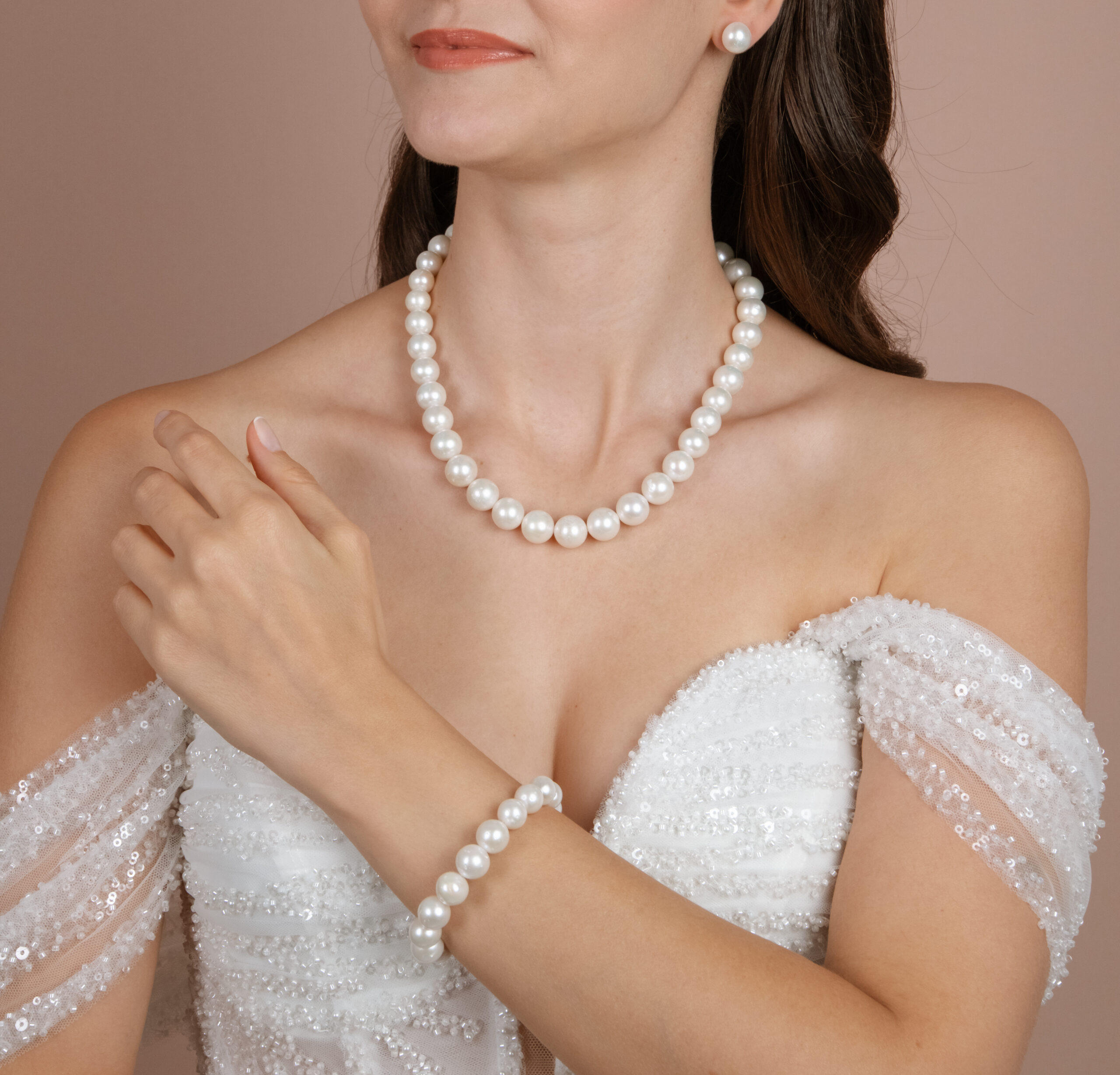 DSCF1705 İnci Set – ST0102 13 MM Doğal Gerçek İnci Kolye, Bileklik ve Küpe 3'lü Set - Görsel 2
